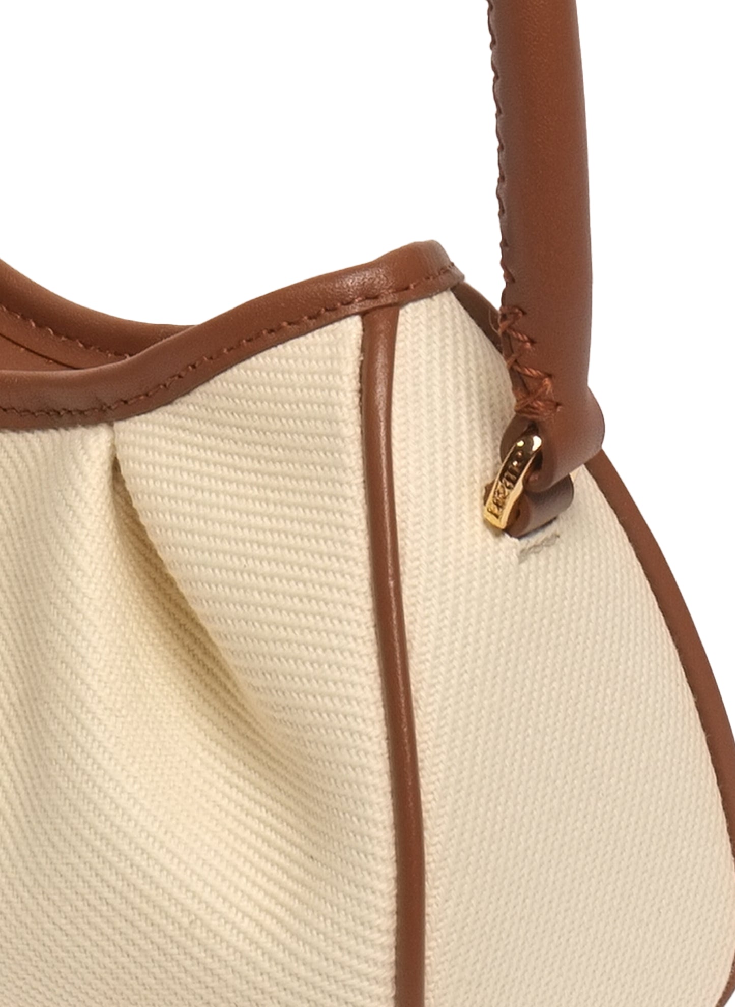 Small Dimple Canvas White/Cognac