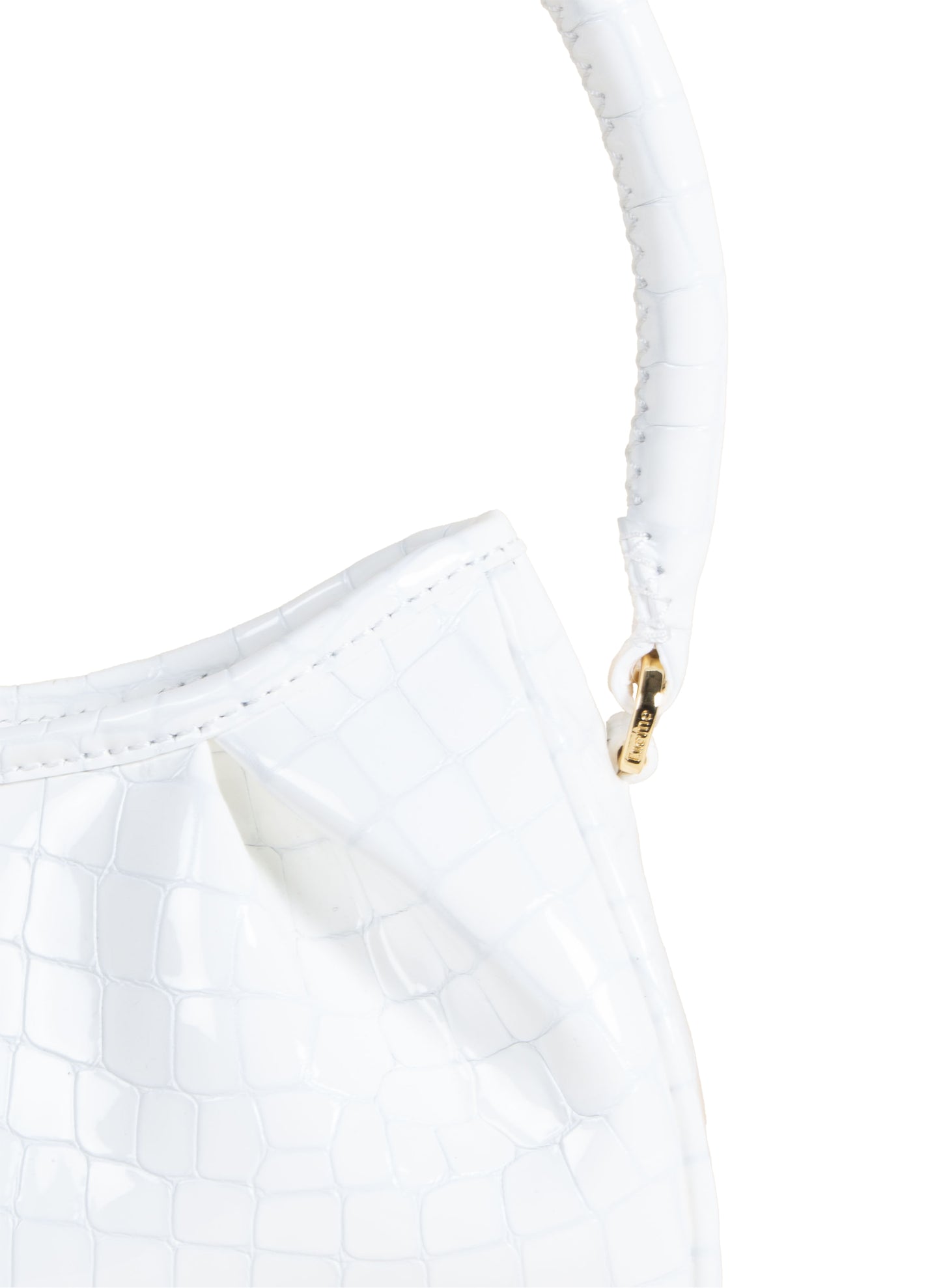 Small Dimple Croco-Print Pearl Leather White