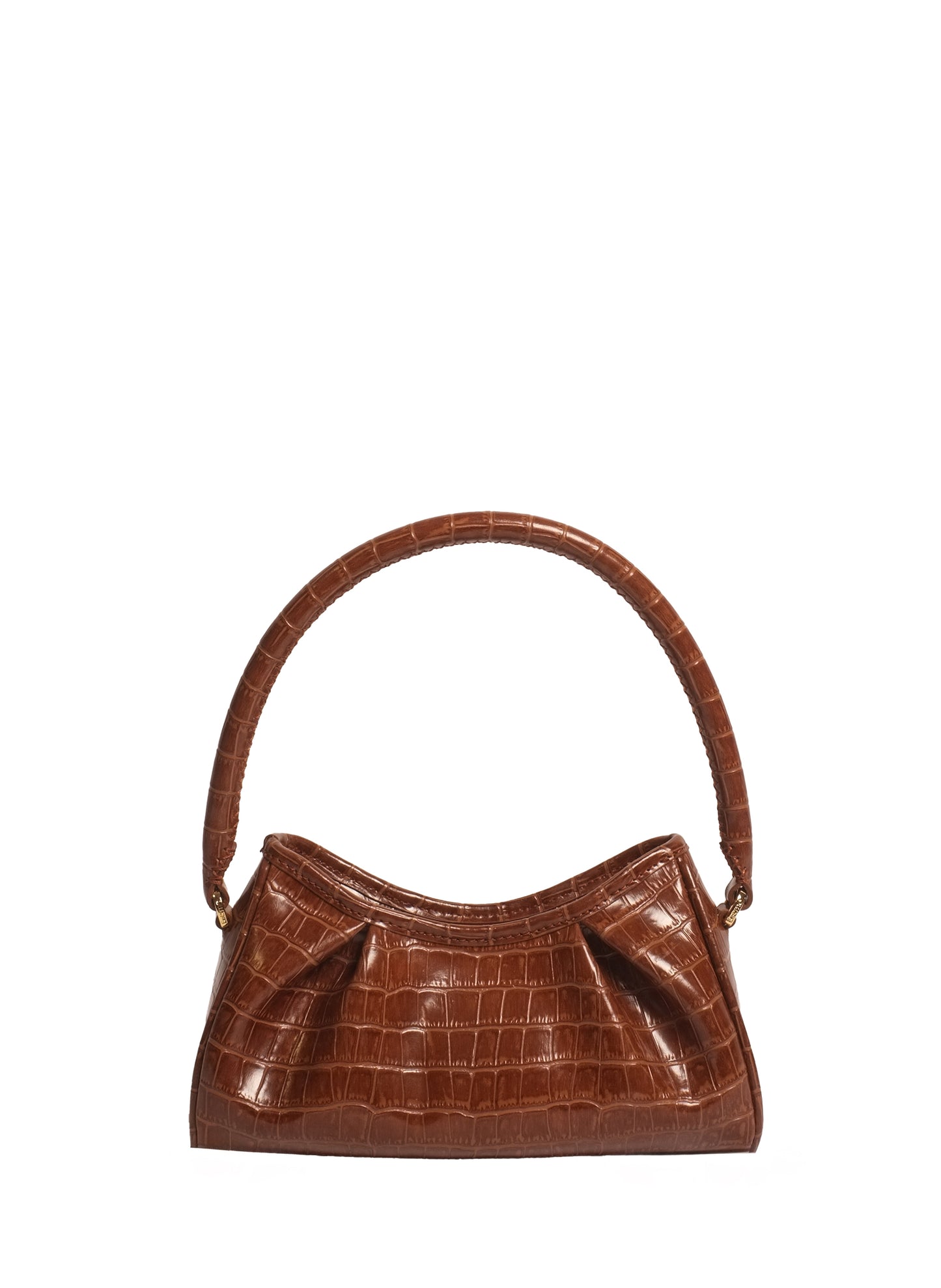 Small Dimple Croco Leather Cognac