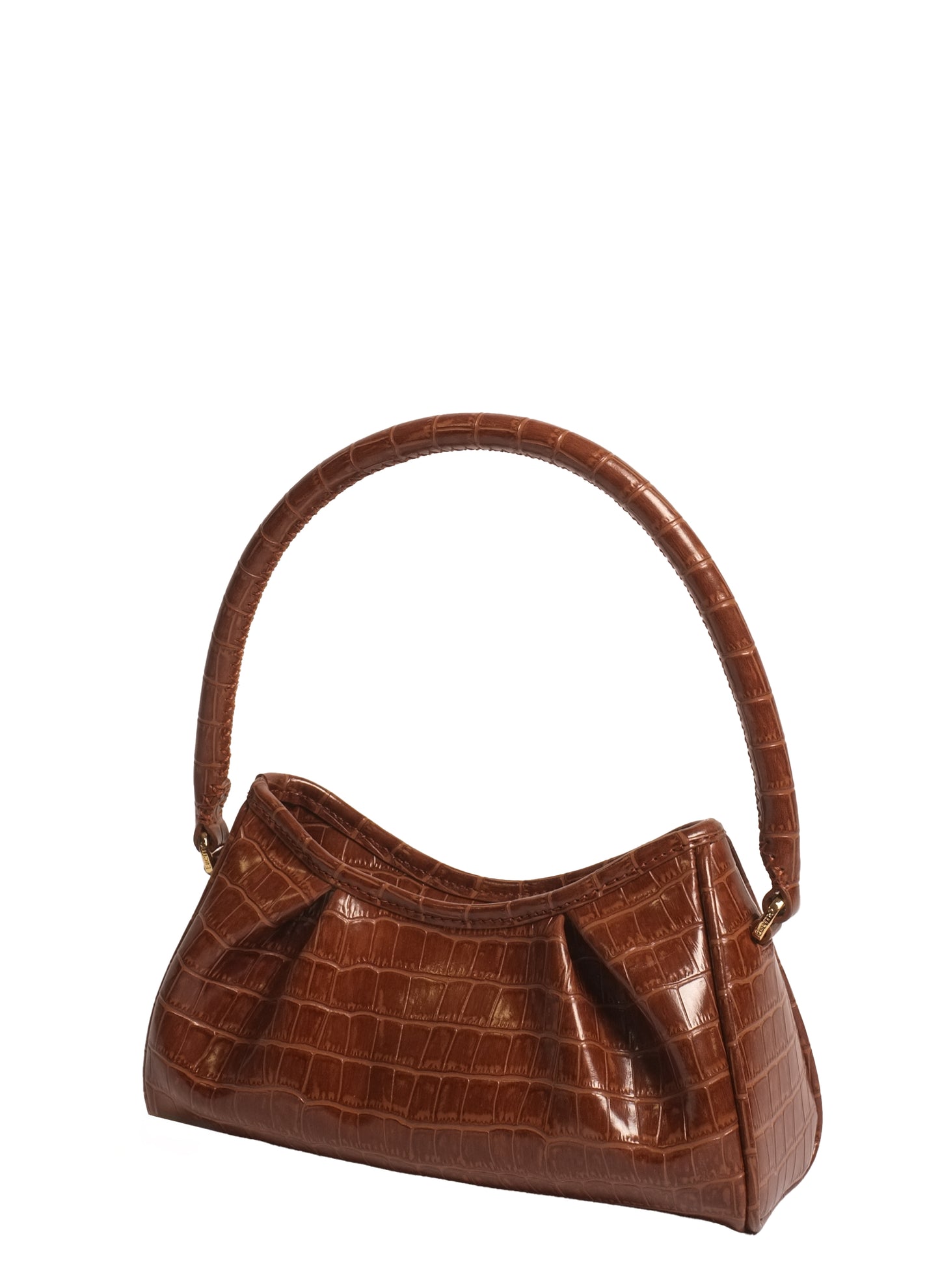 Small Dimple Croco Leather Cognac