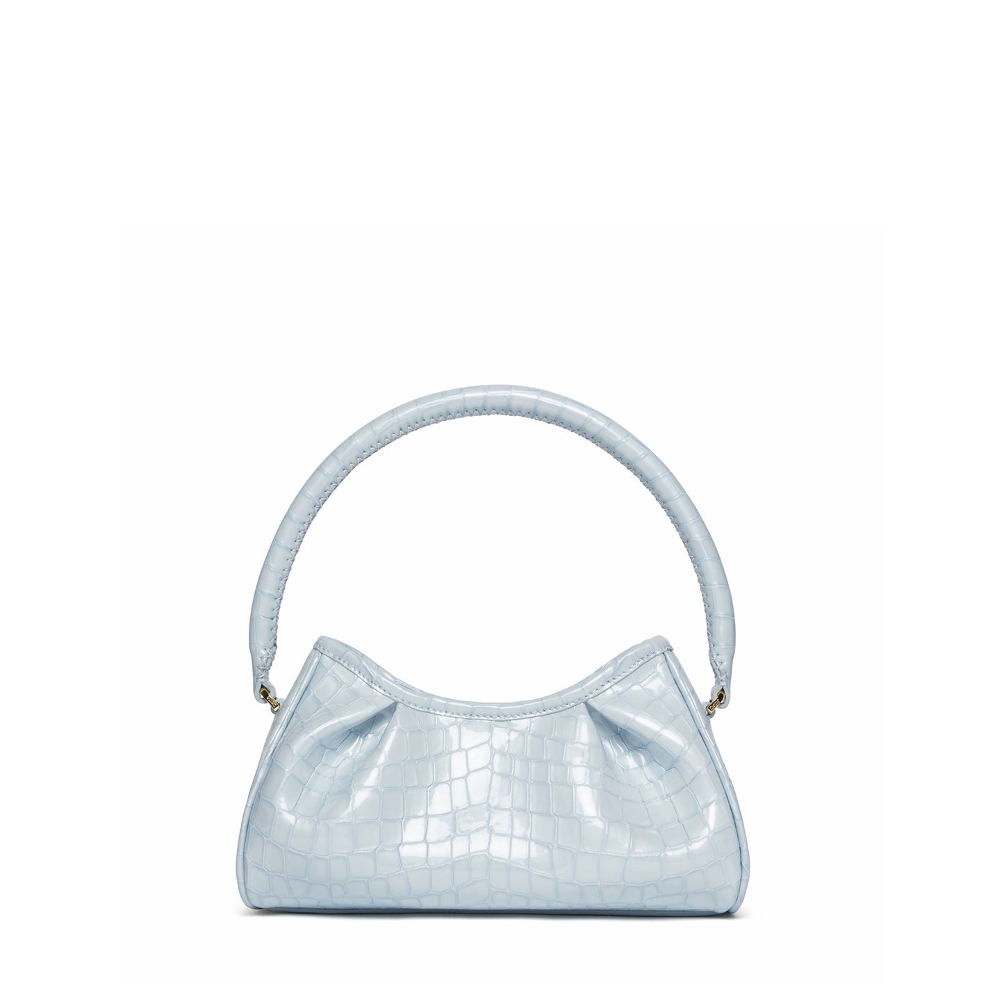 Small Dimple Croco-Print Pearl Leather Sky Blue