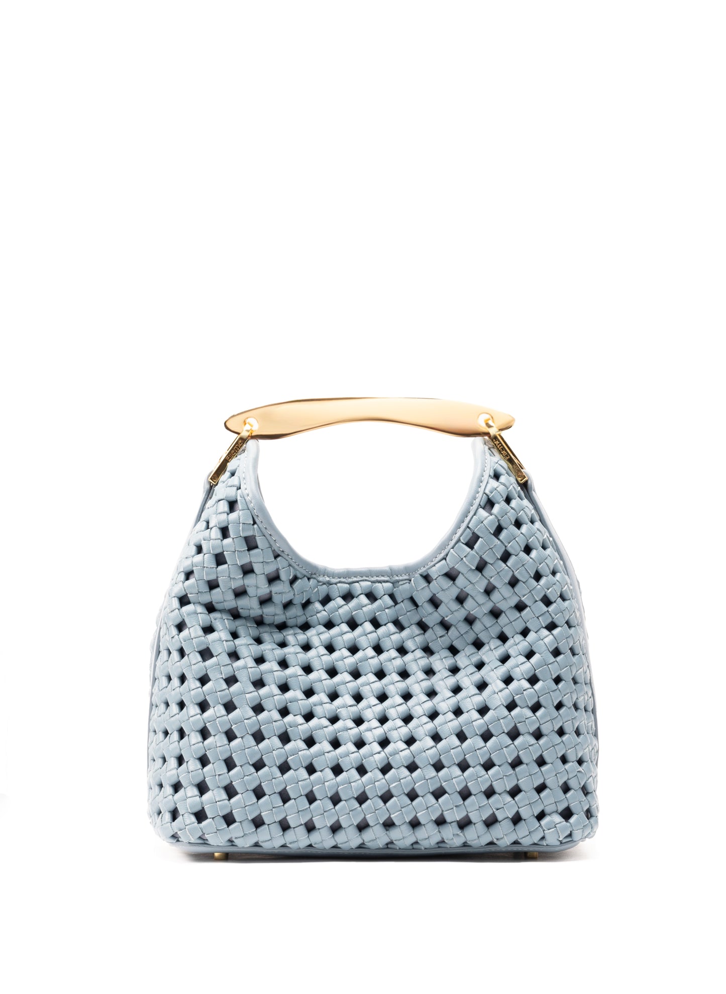 Kleiner Boomerang gewebtes Leder Arctic Blue