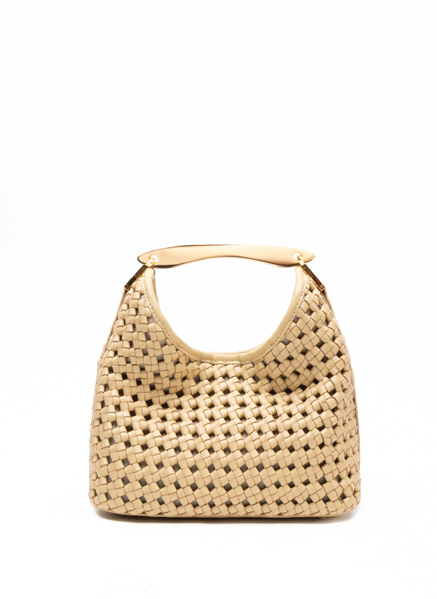 Petit Boomerang Beurre de cuir tressé
