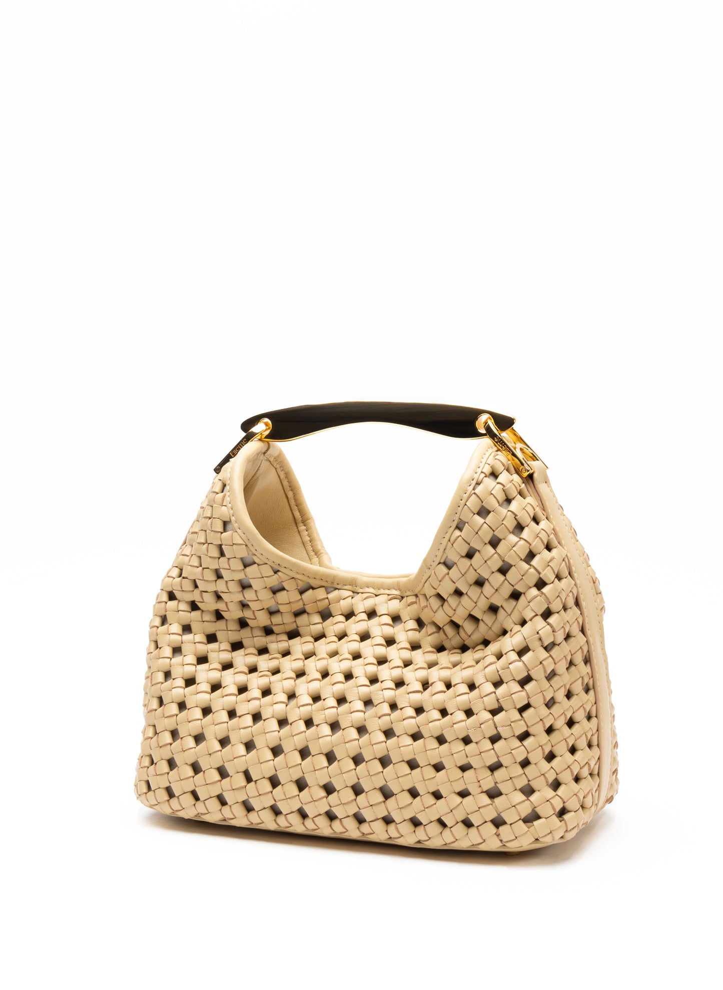 Petit Boomerang Beurre de cuir tressé