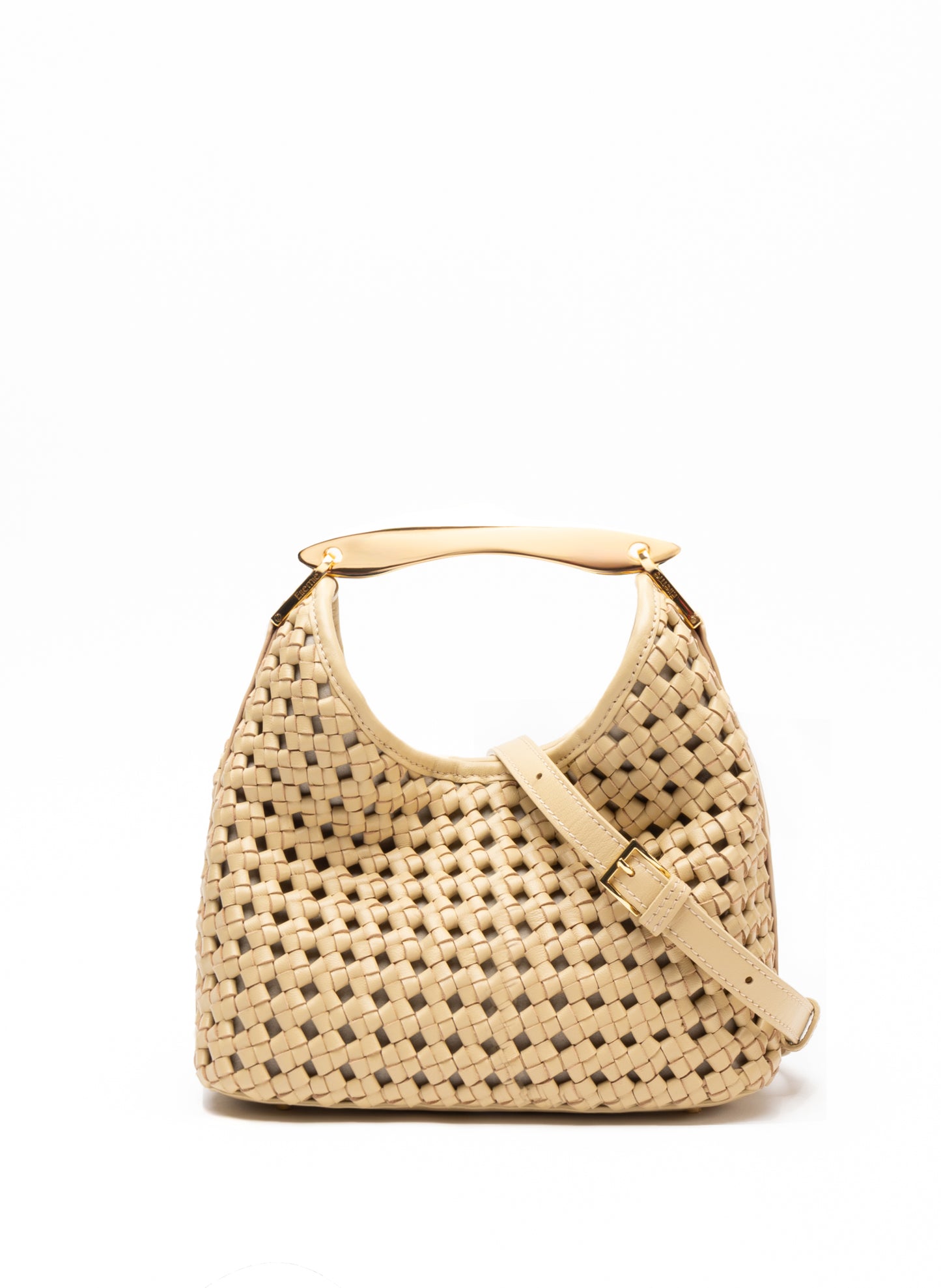 Petit Boomerang Beurre de cuir tressé