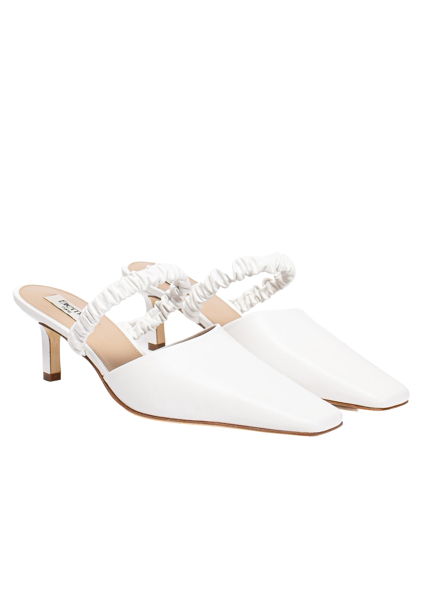 Square Toe Chouchou Mule Leather White