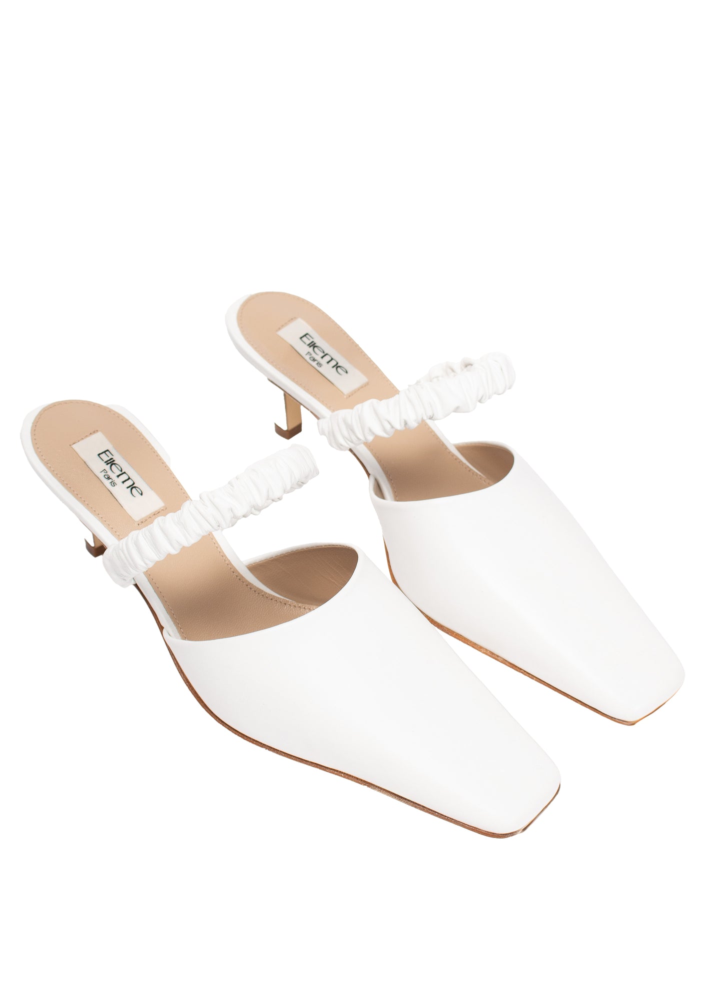 Square Toe Chouchou Mule Leather White