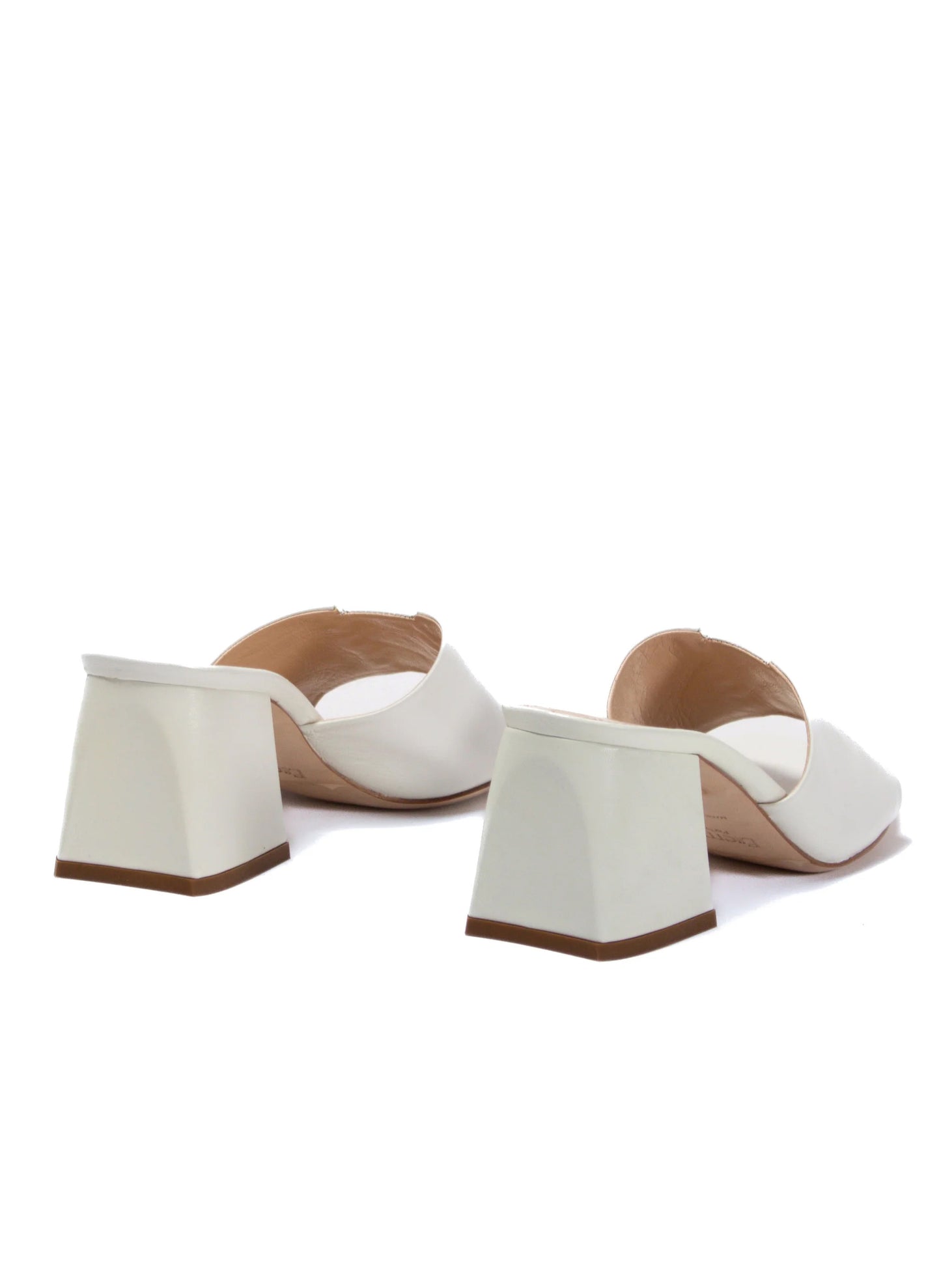 Stitch Block Heel White