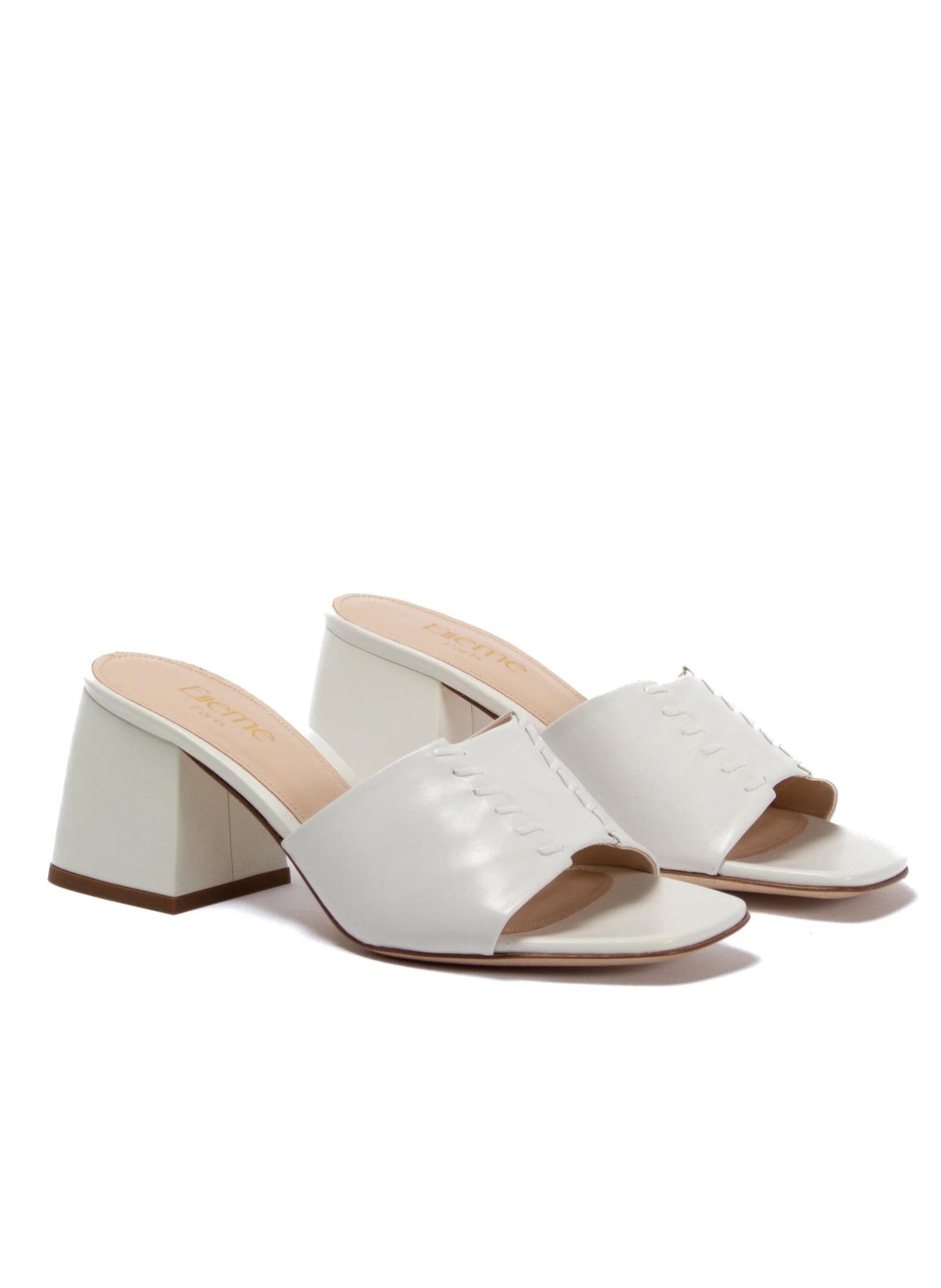Stitch Block Heel White
