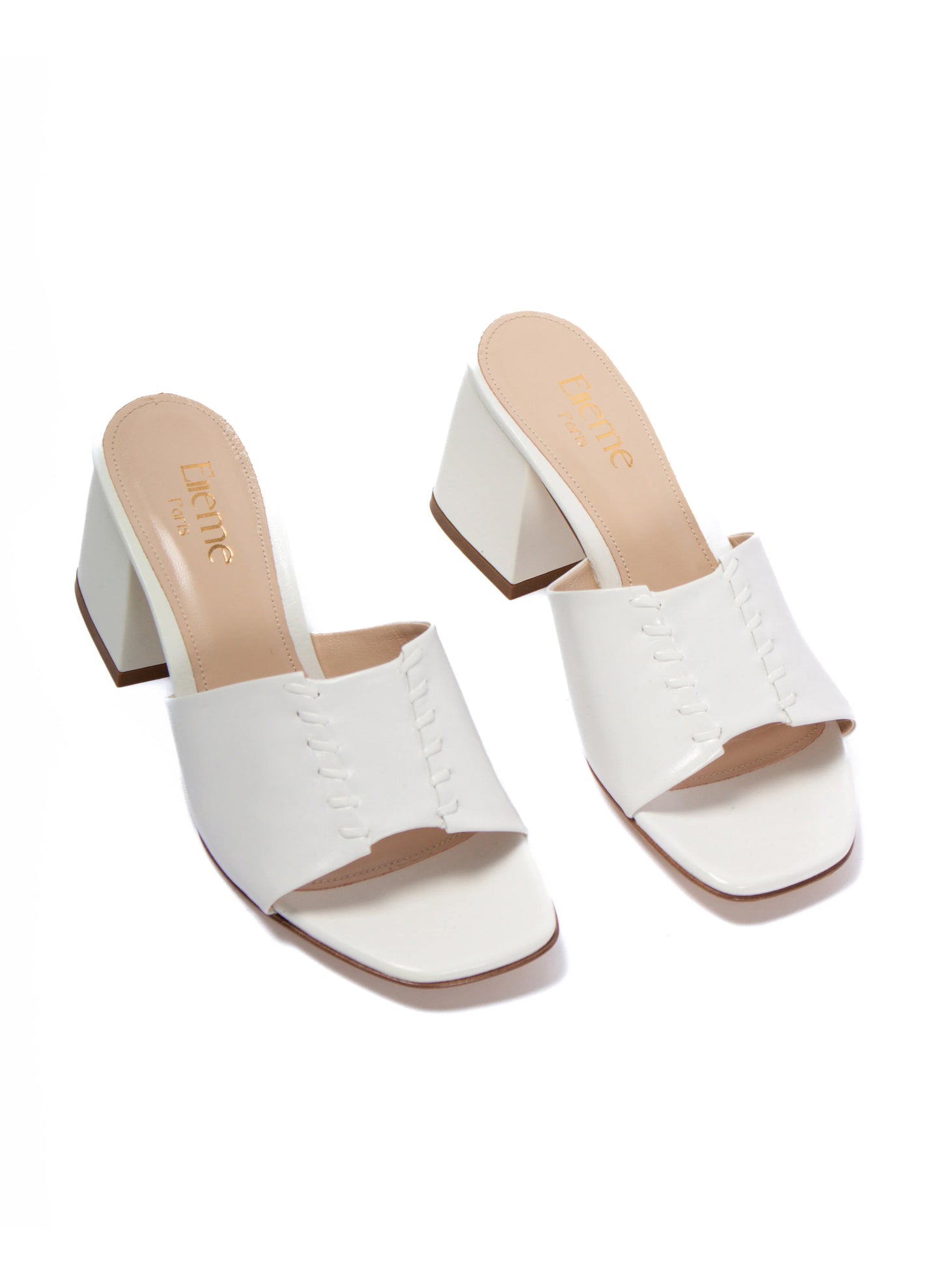 Stitch Block Heel White