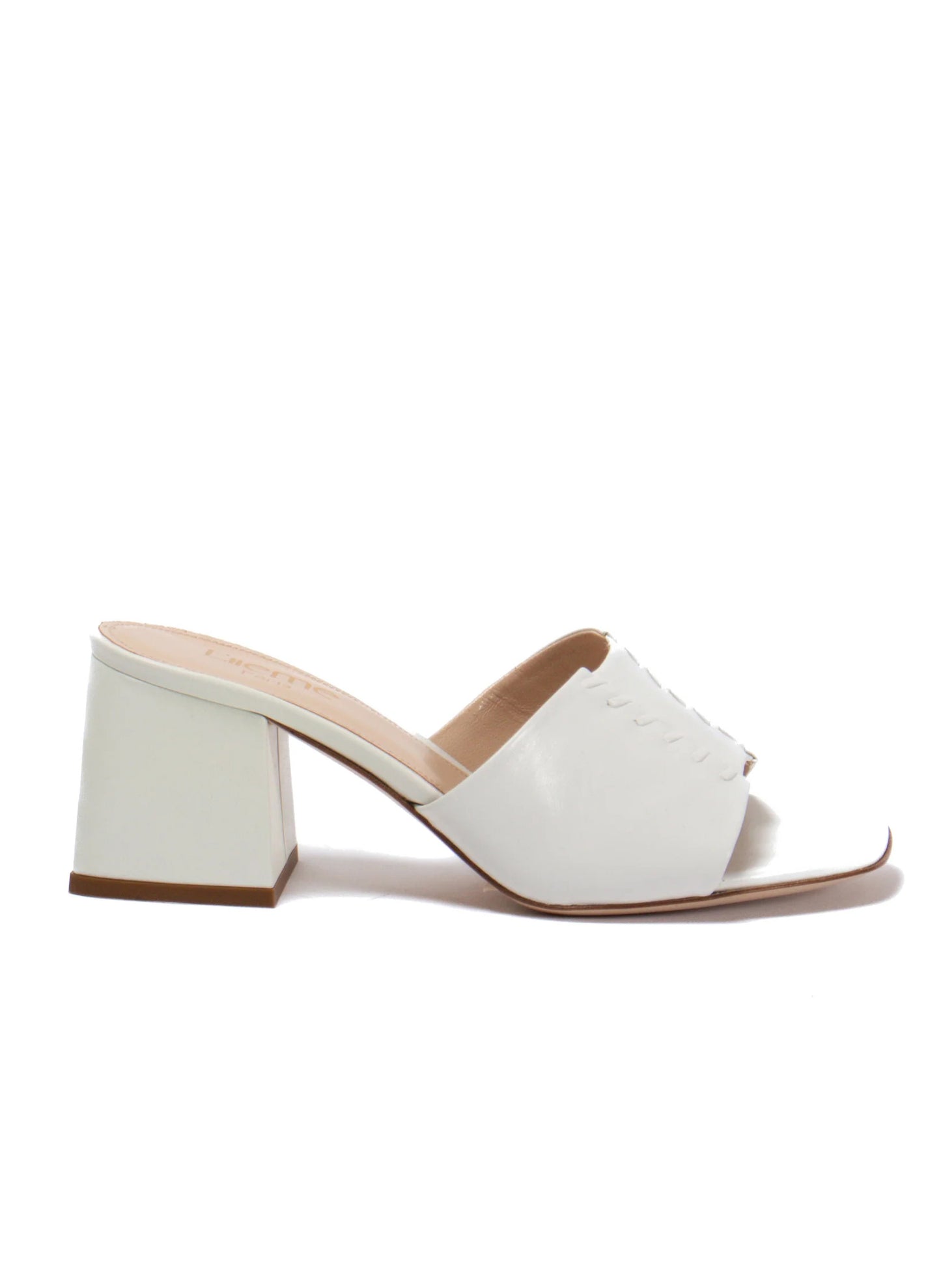 Stitch Block Heel White