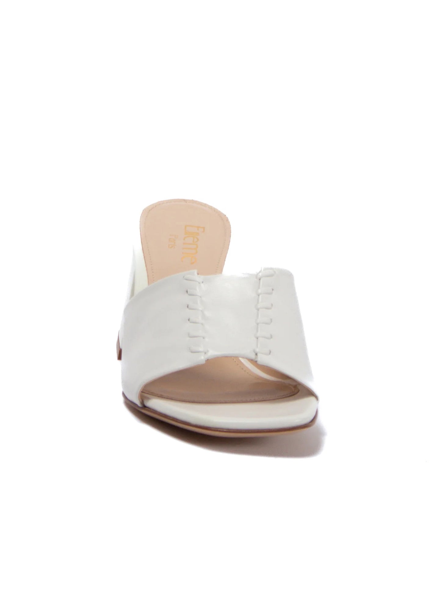 Stitch Block Heel White