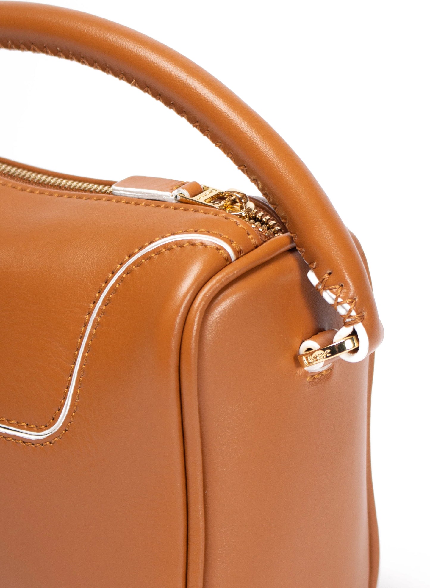 Treasure Small Leather Caramel/White Border