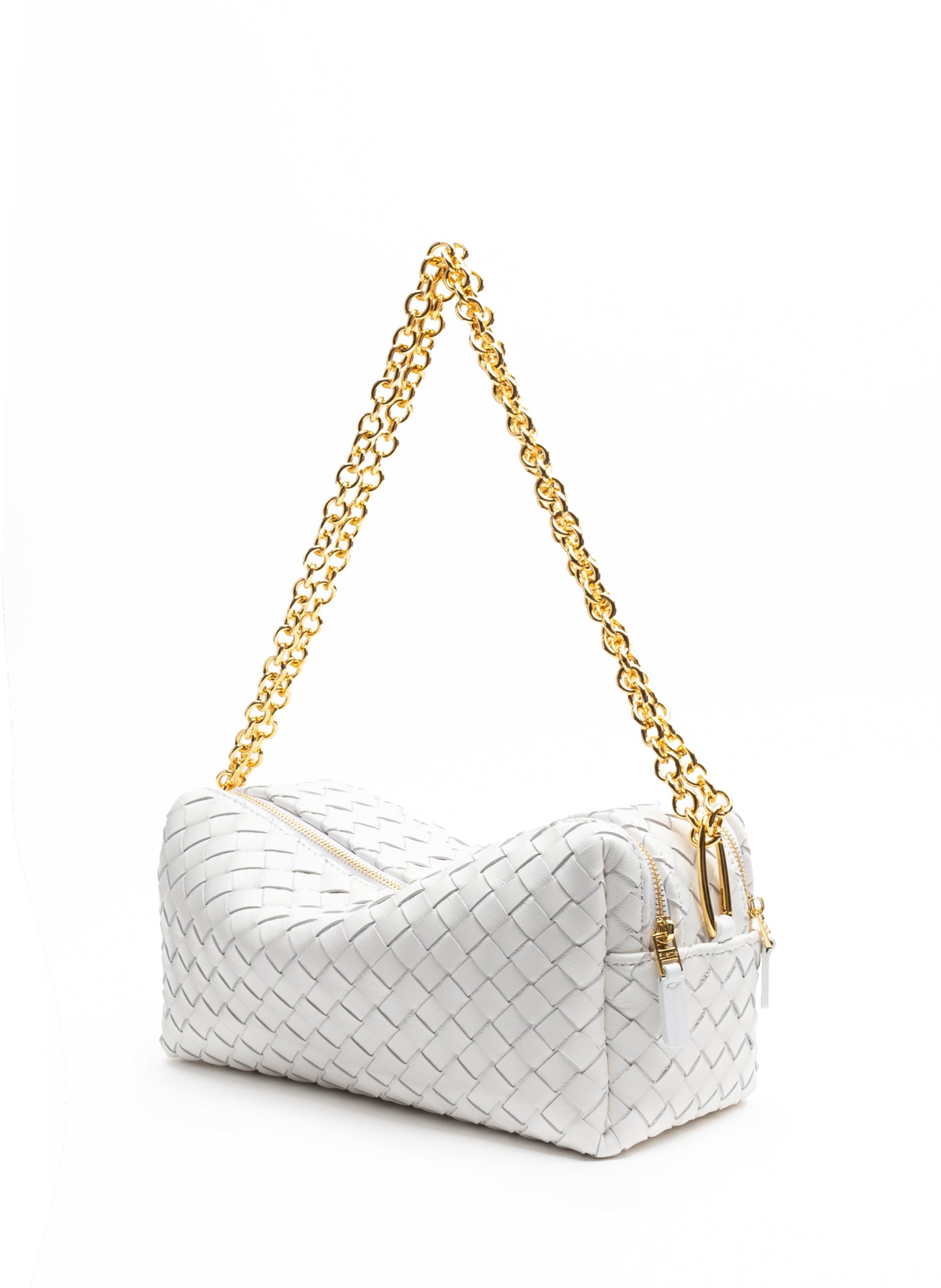 Trousse Chaîne Cuir Tressé Blanc