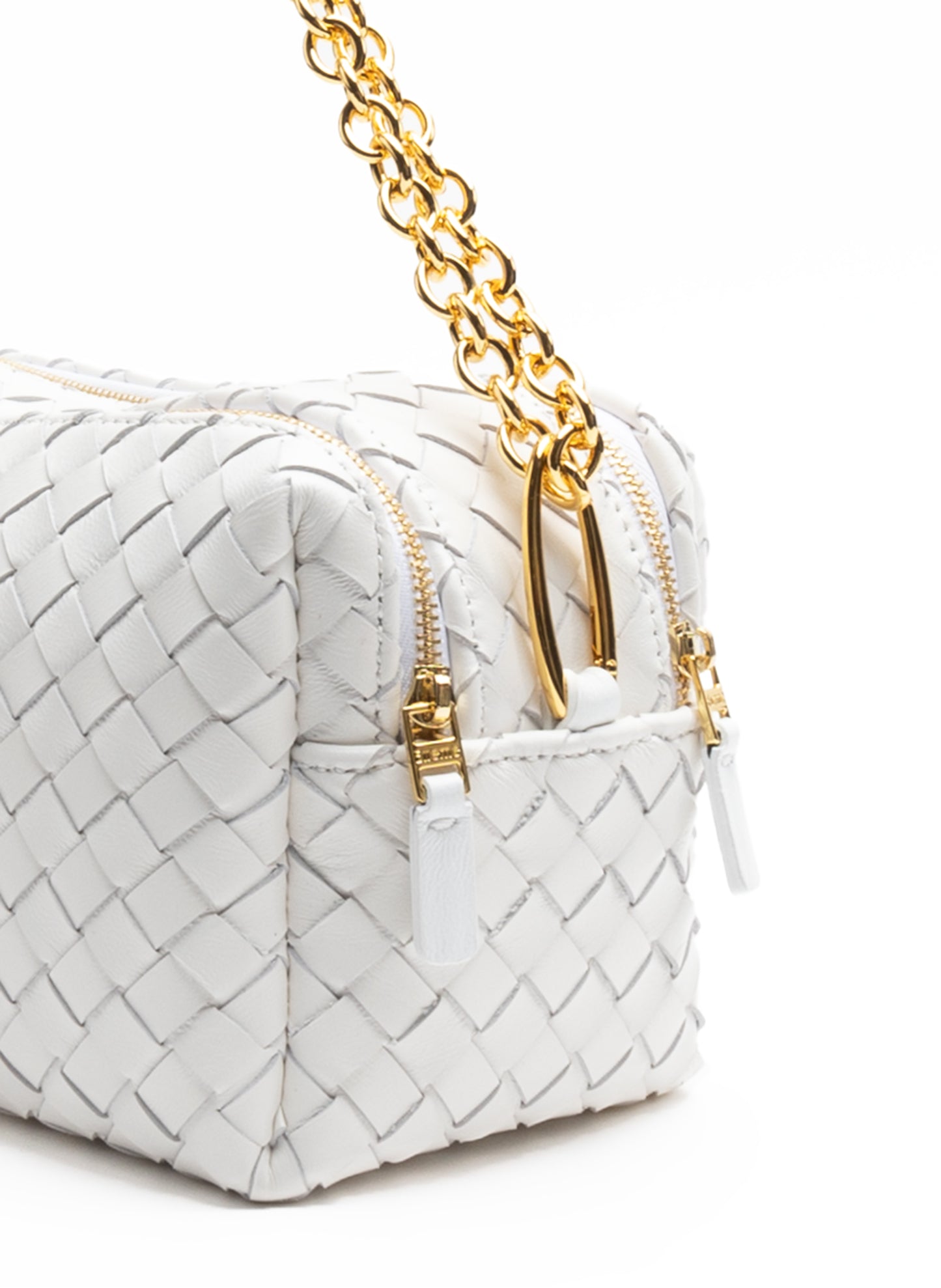 Trousse Chaîne Cuir Tressé Blanc