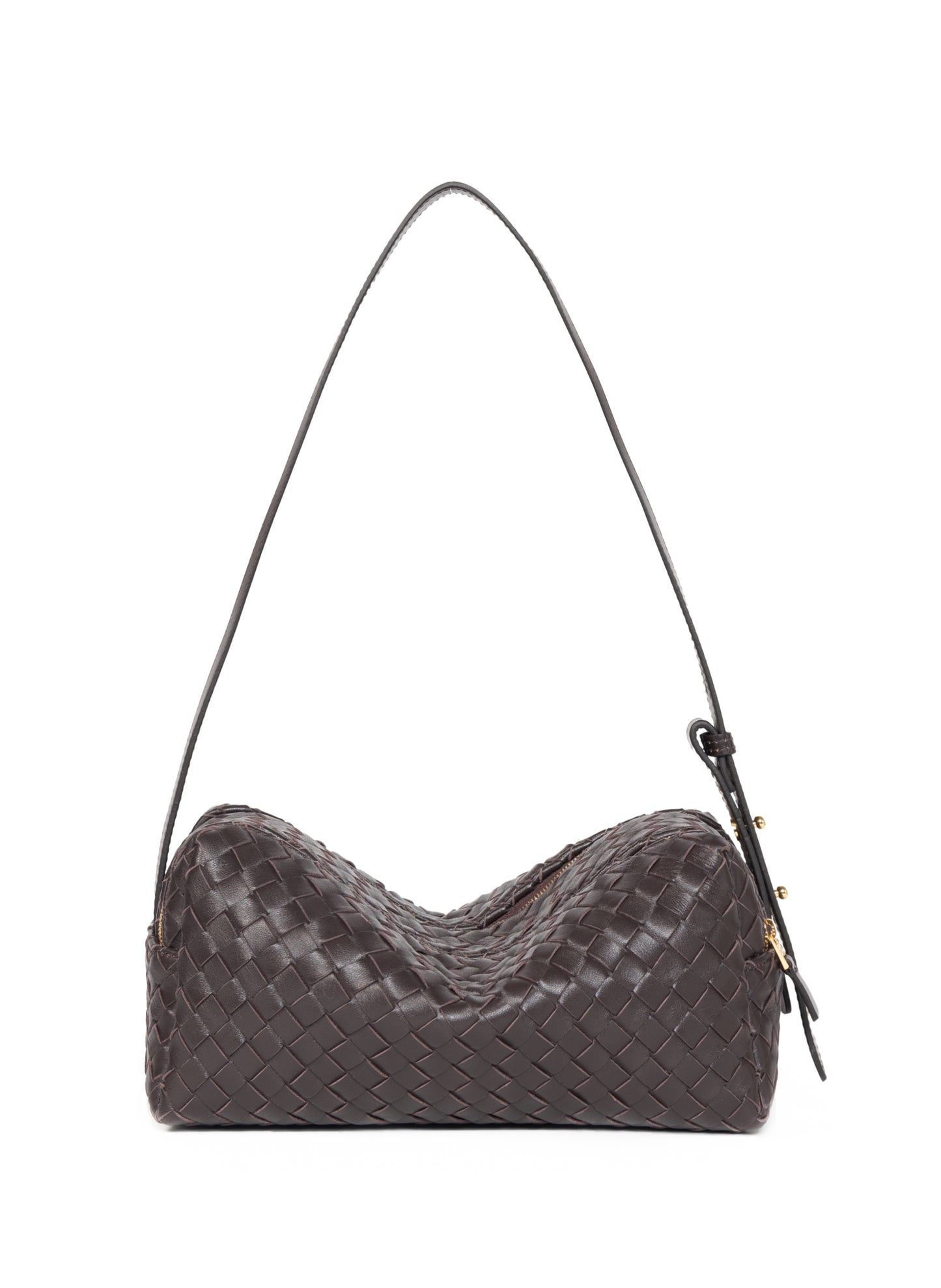 Trousse Cuir tressé marron foncé