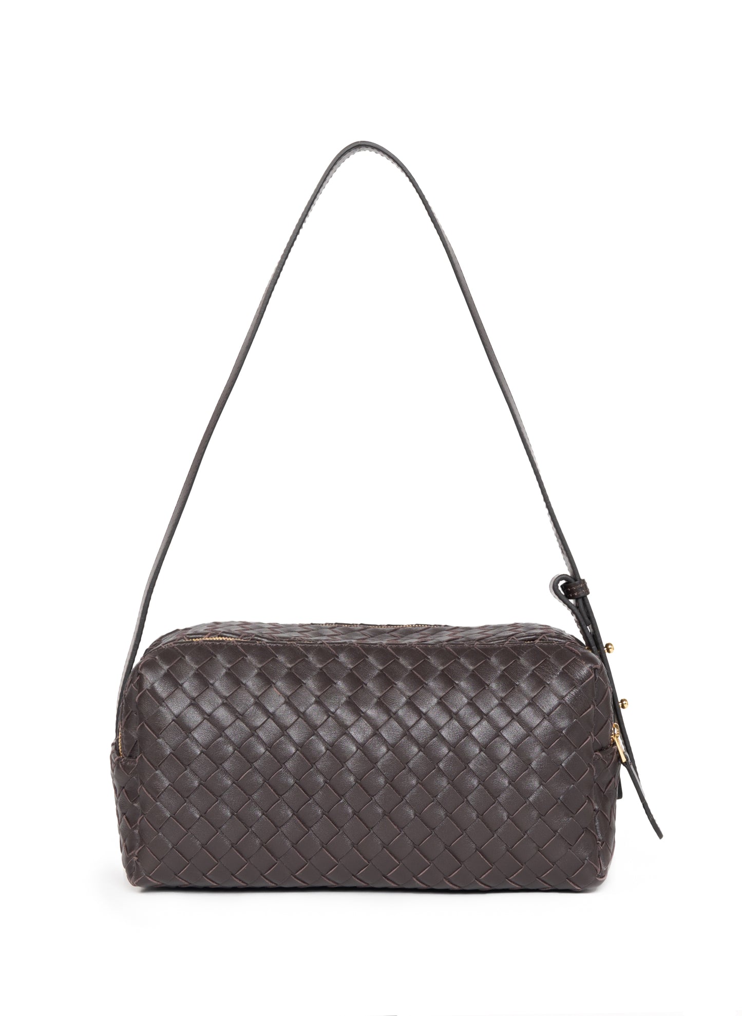 Trousse Cuir tressé marron foncé