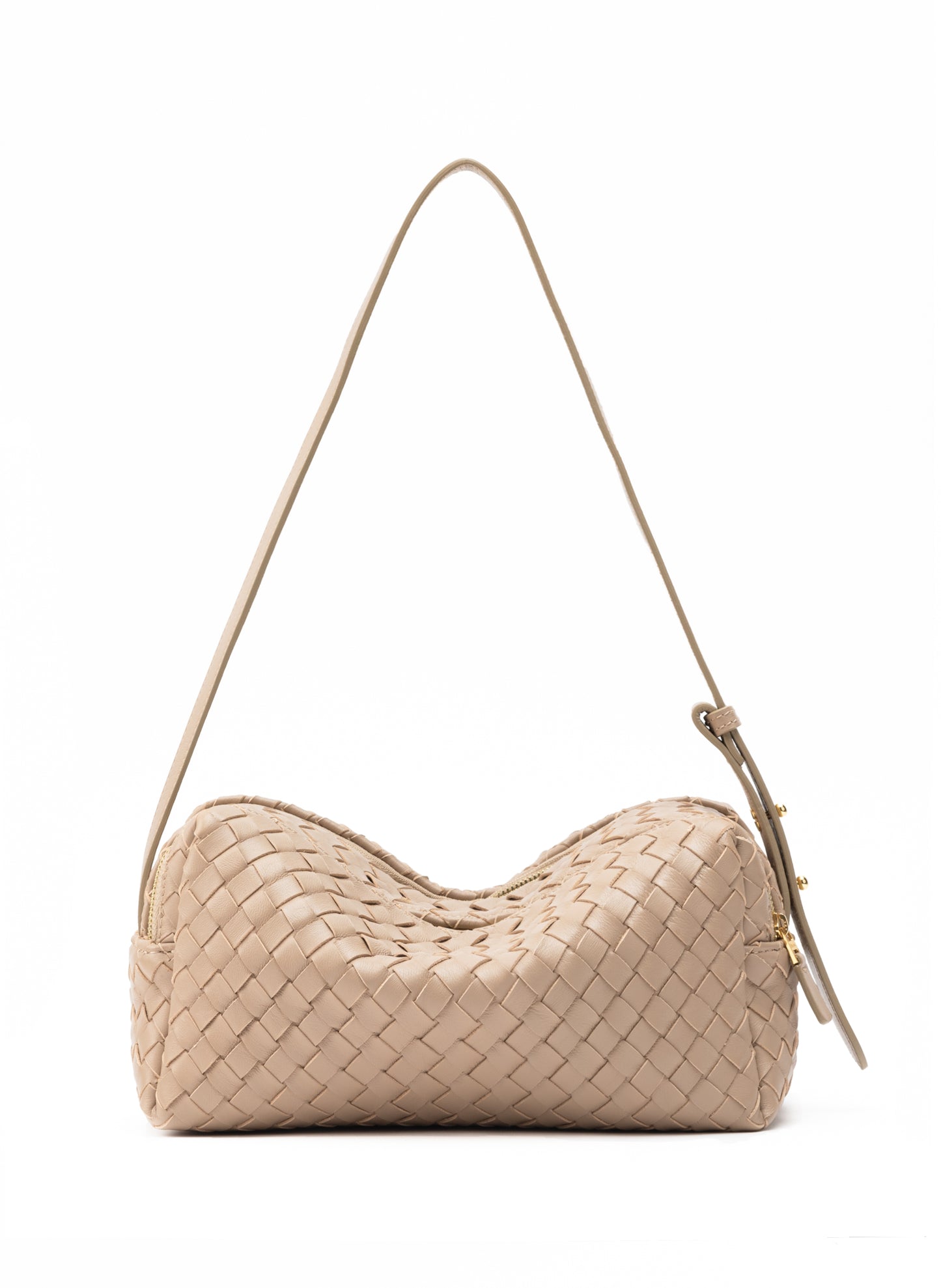 Trousse Cuir tressé taupe