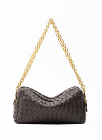 Trousse Chain Woven Leather Dark Brown
