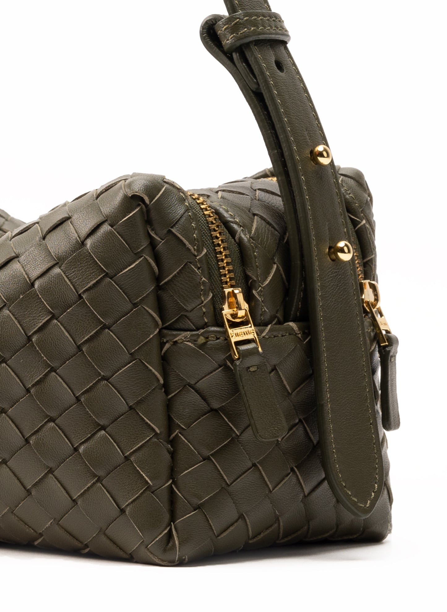 Trousse Woven Leather Olive Green