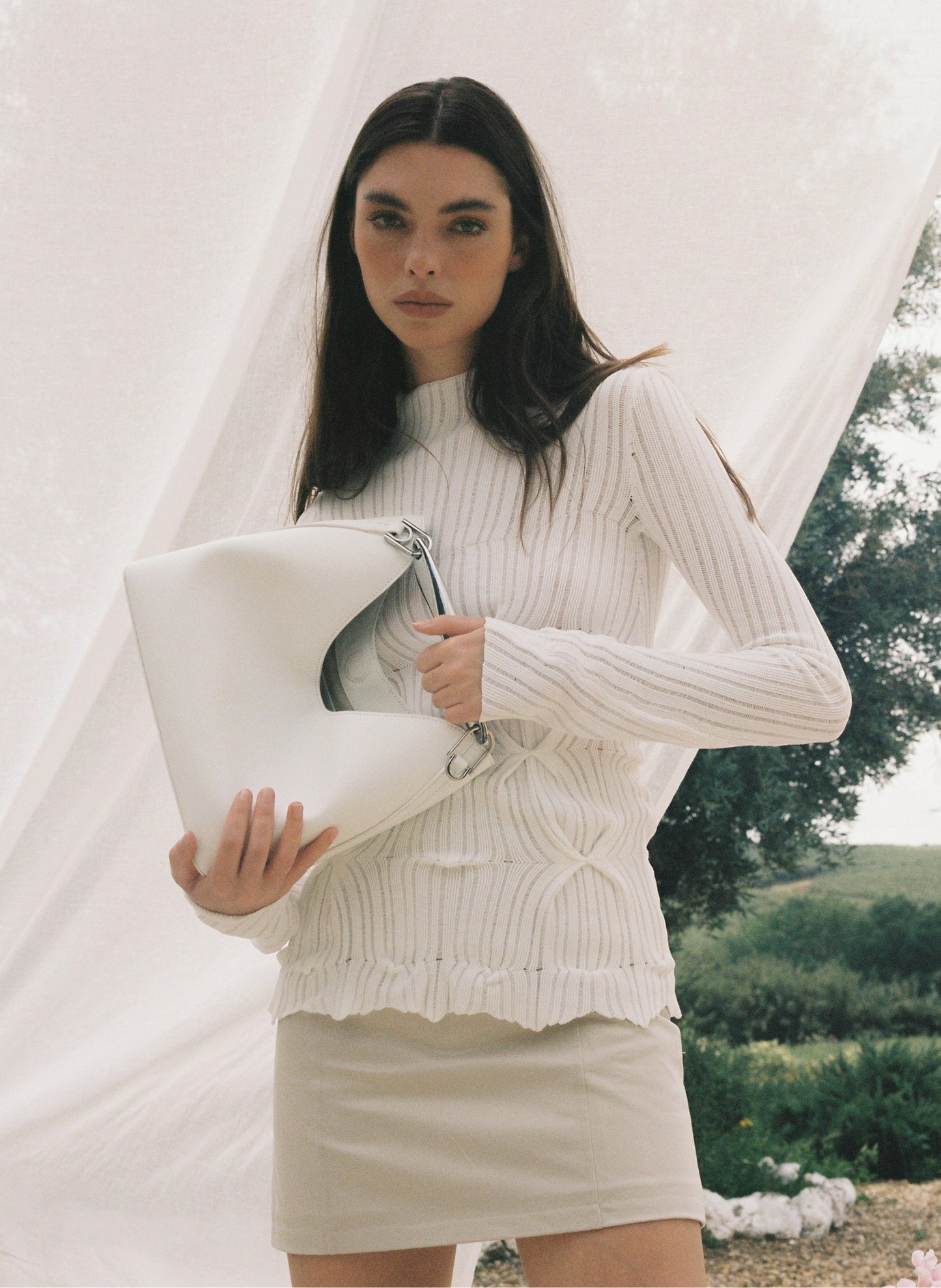 Boomerang Cuir Blanc
