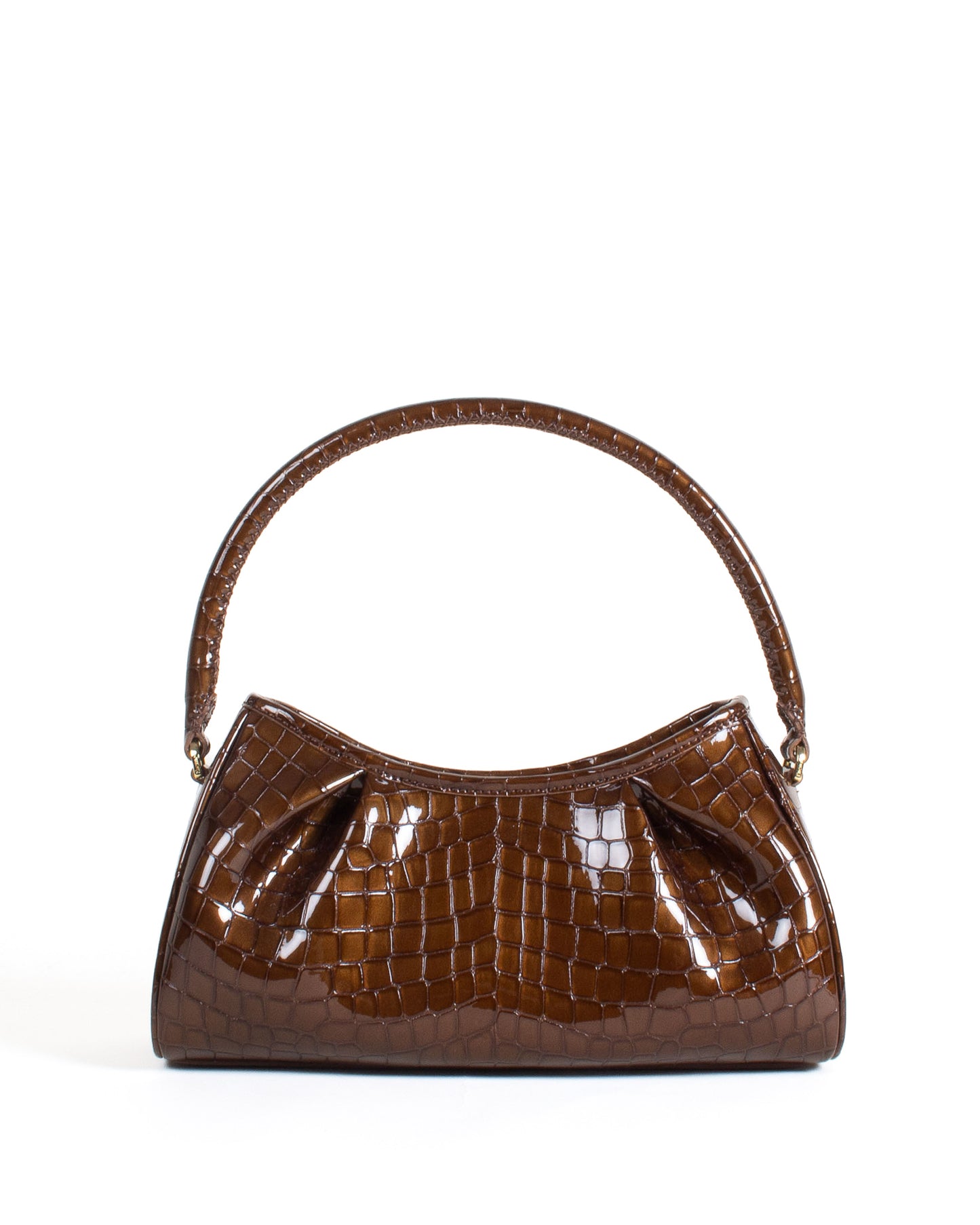 Dimple Croco Pearl Leather Chocolate