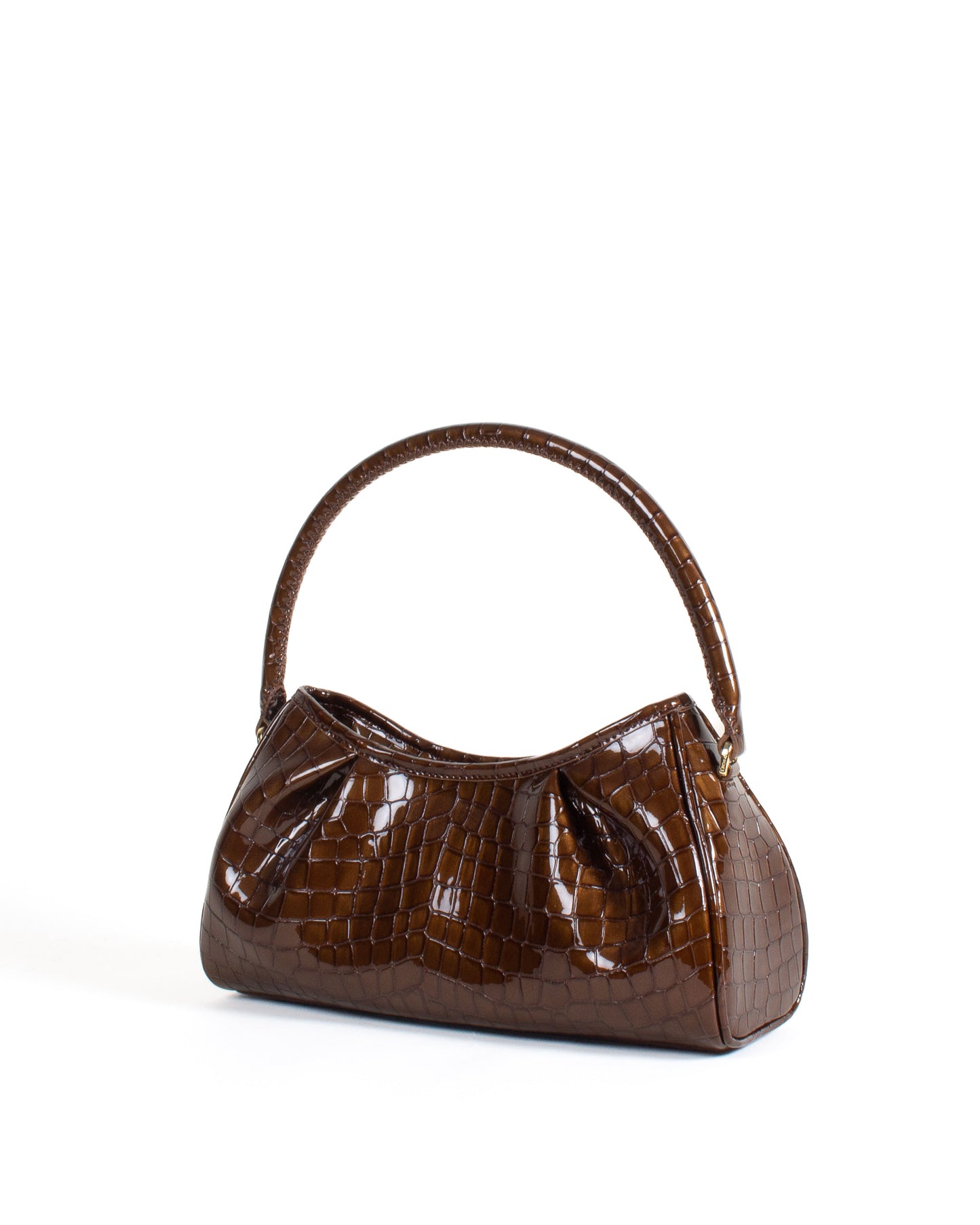 Dimple Croco Pearl Leather Chocolate