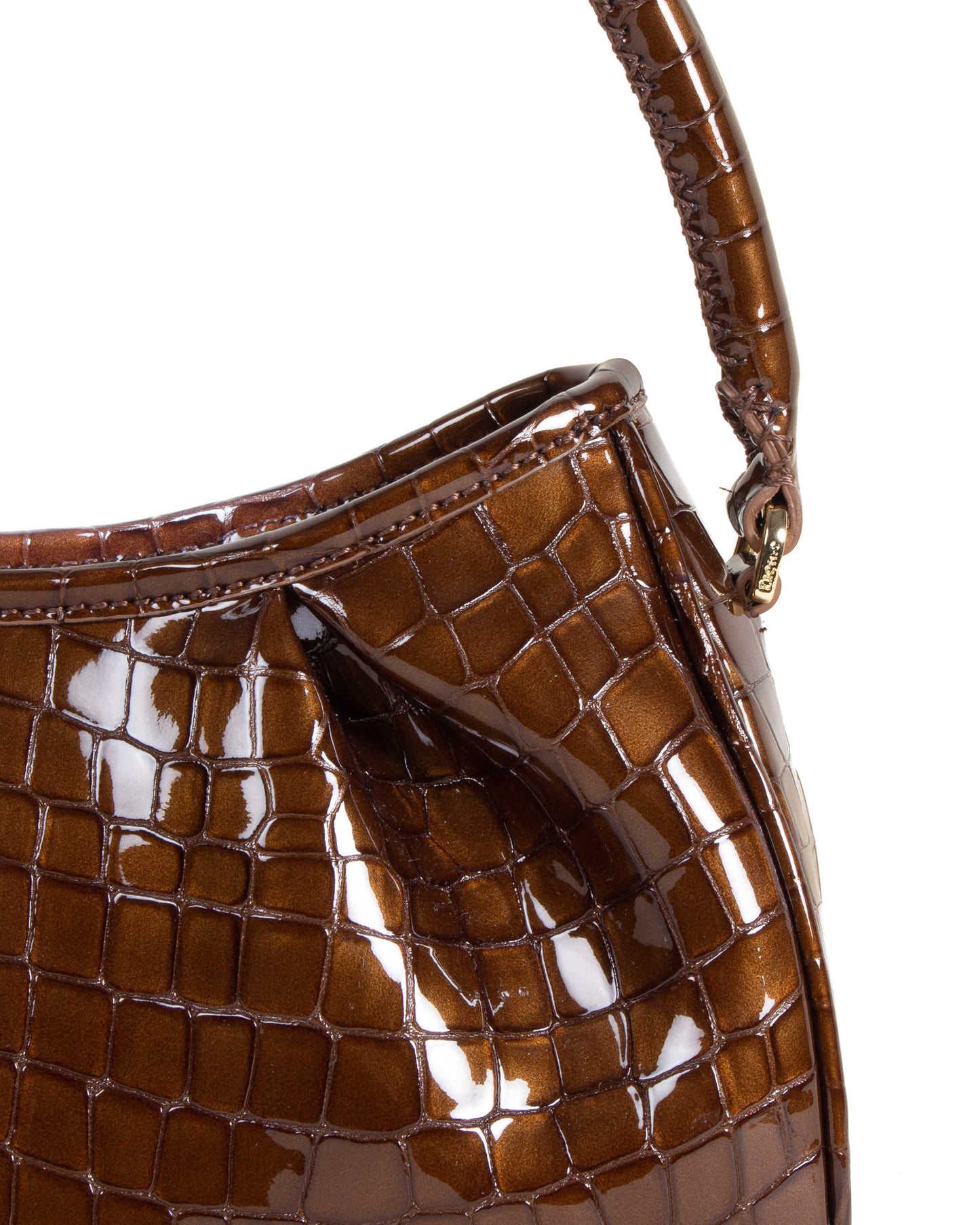 Dimple Croco Pearl Leather Chocolate