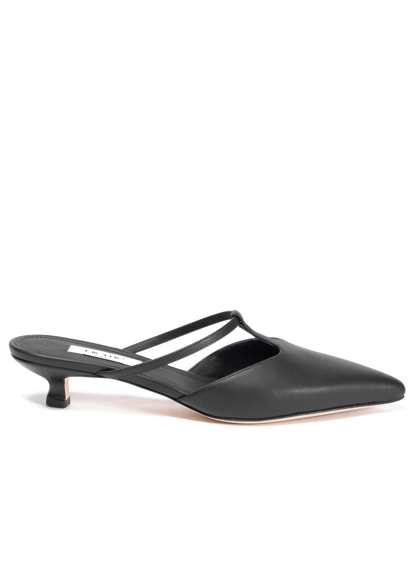 T-Strap Mule Leather Black