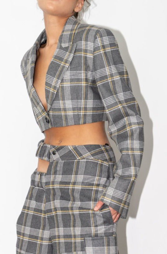 Checked Cropped Jacket