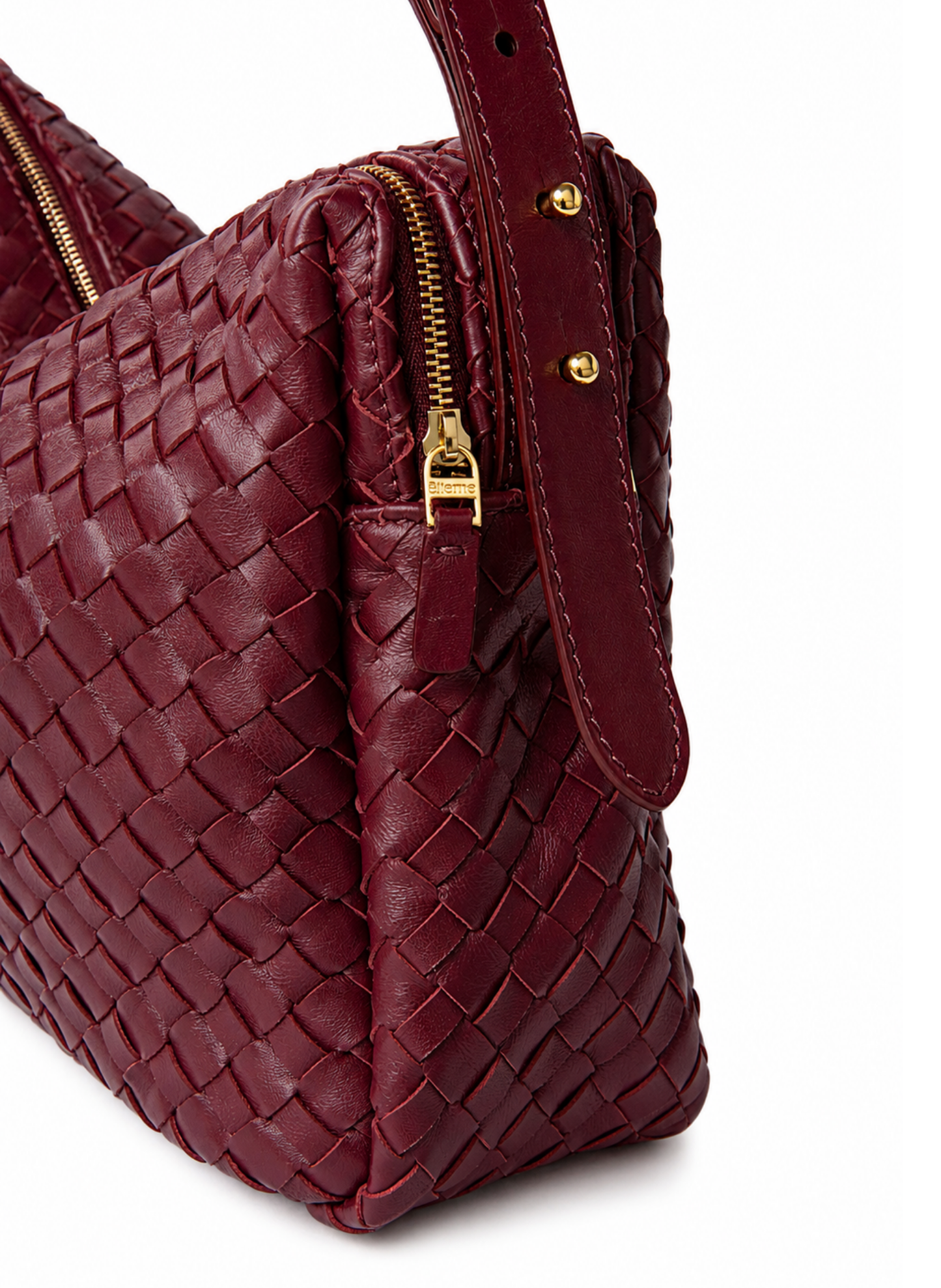 Trousse Large Woven Leather Burgundy
