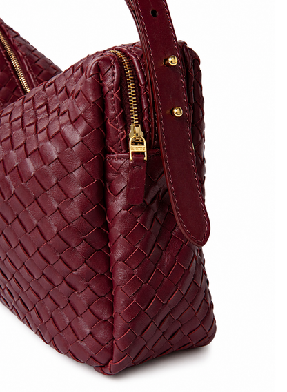 Trousse Large Woven Leather Burgundy