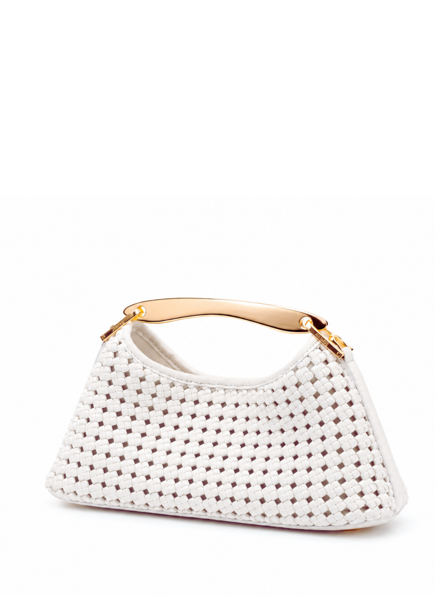 Mini Boomerang Woven Leather White