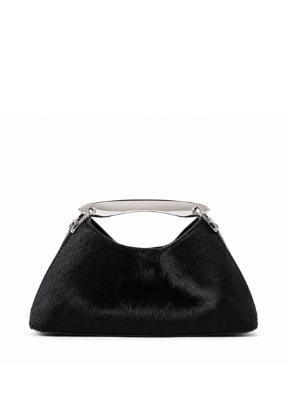 Mini Boomerang Calf Leather Black - Silver