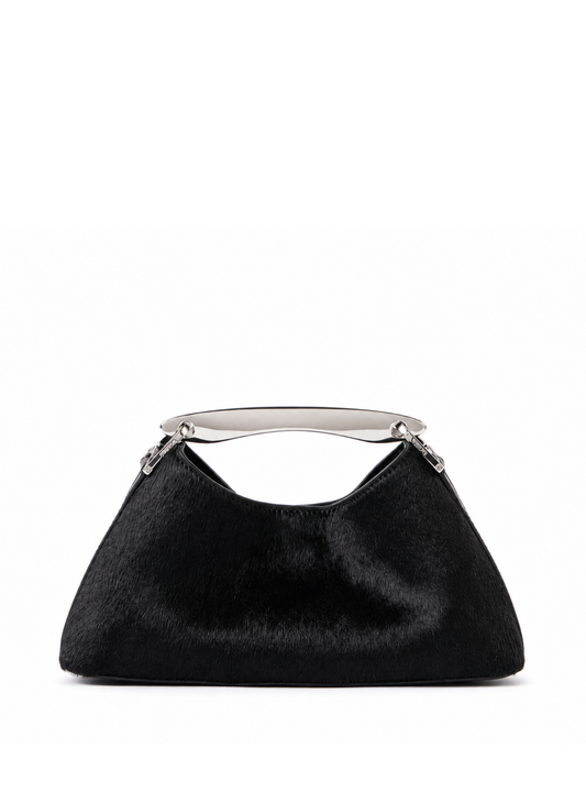 Mini Boomerang Calf Leather Black - Silver