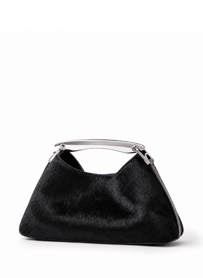 Mini Boomerang Calf Leather Black - Silver