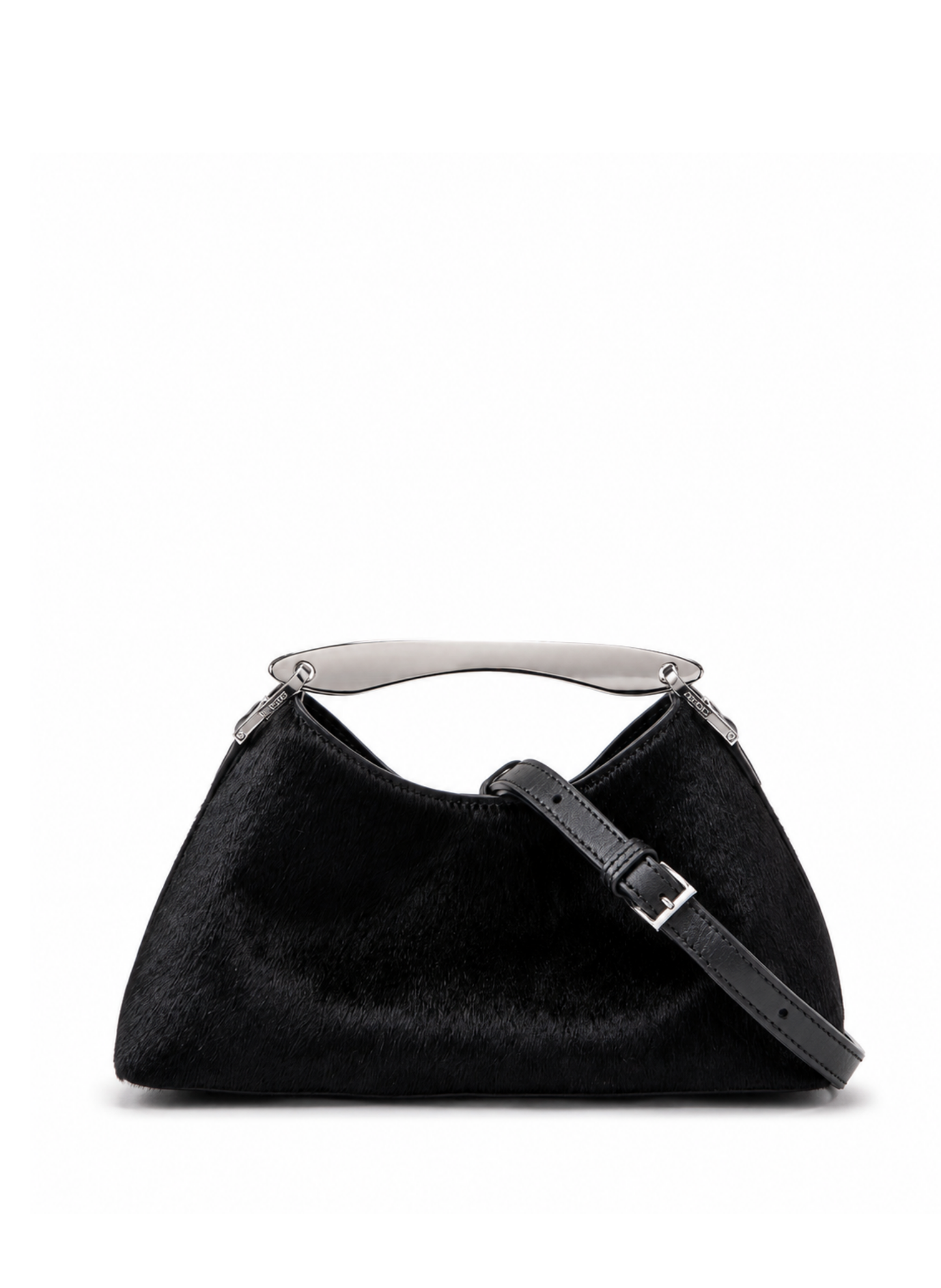 Mini Boomerang Calf Leather Black - Silver