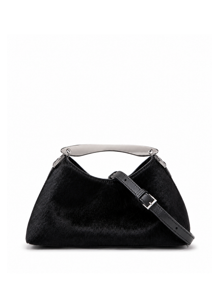 Mini Boomerang Calf Leather Black - Silver