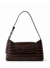 Envelope Croco Embossed Leather Dark Brown