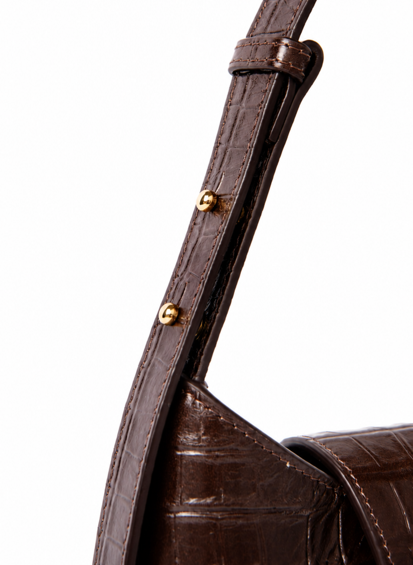 Envelope Croco Embossed Leather Dark Brown