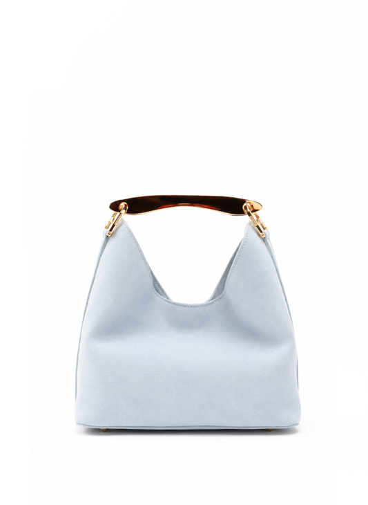 Small Boomerang Suede Light Blue - Gold