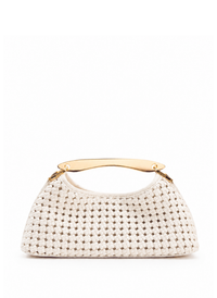 Mini Boomerang Woven Leather Ivory