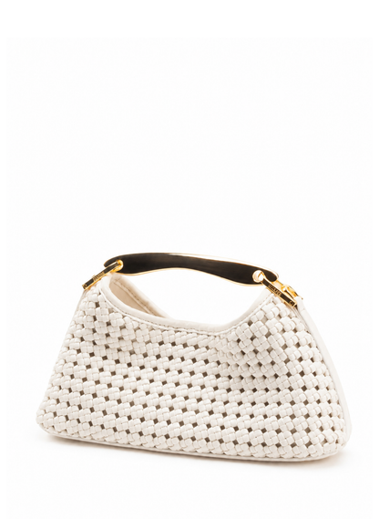 Mini Boomerang Woven Leather Ivory