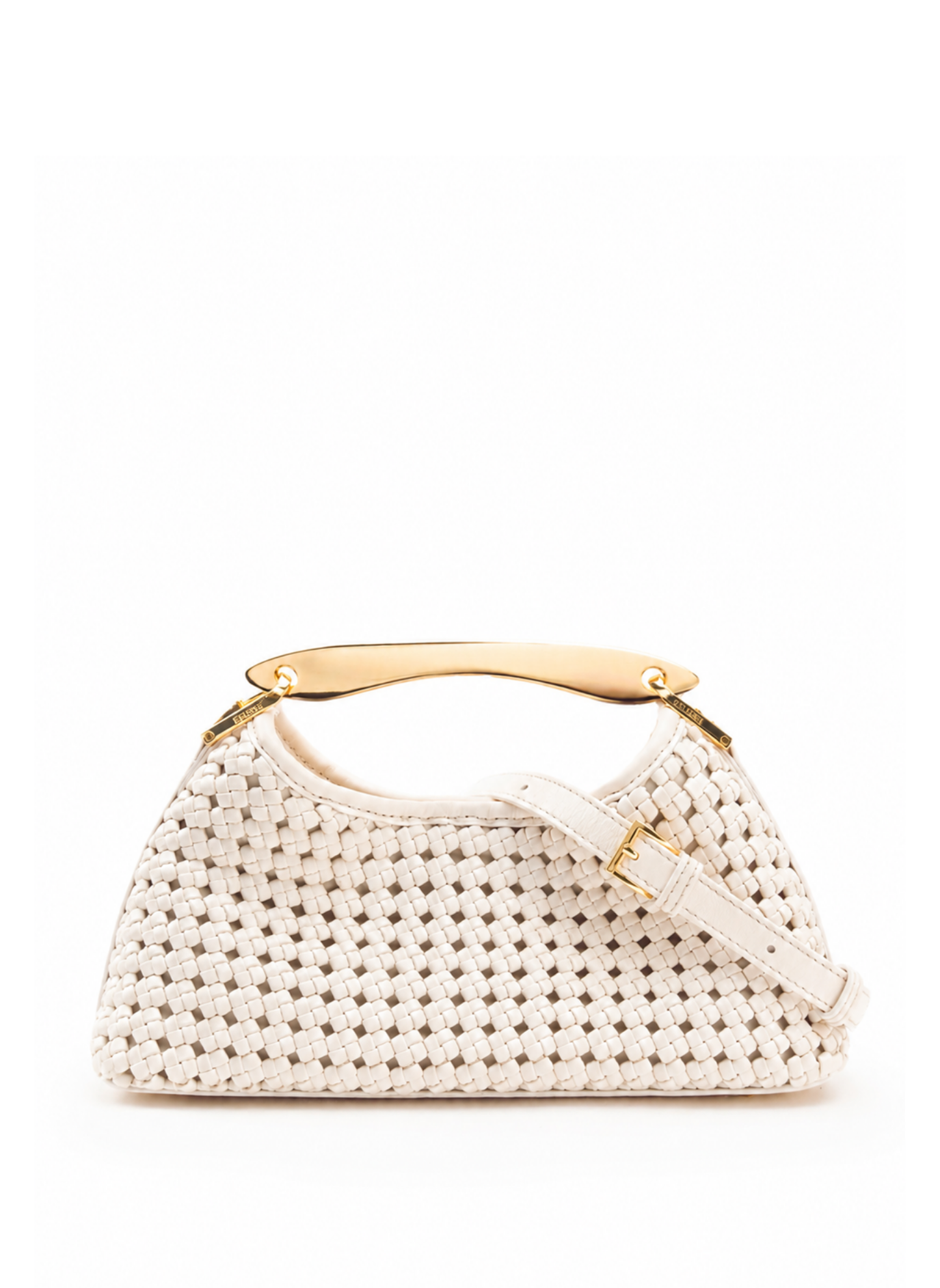 Mini Boomerang Woven Leather Ivory