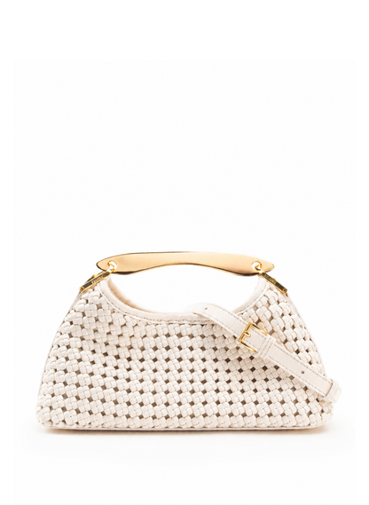 Mini Boomerang Woven Leather Ivory