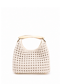 Small Boomerang Woven Leather Ivory