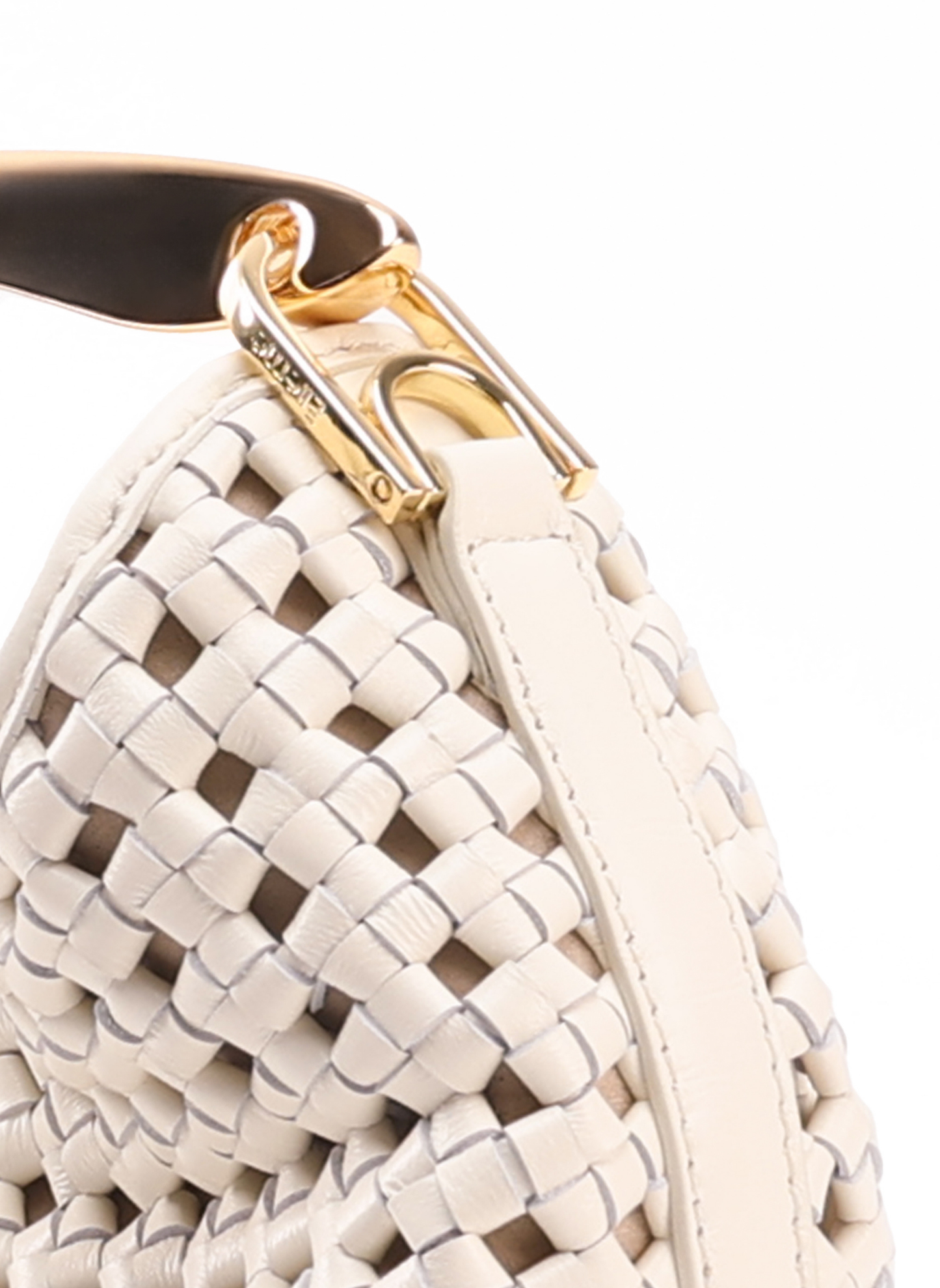 Small Boomerang Woven Leather Ivory