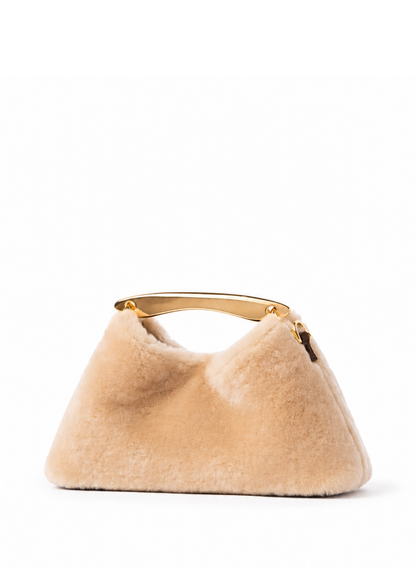 Mini Boomerang Shearling/Suede Cream/Brownie