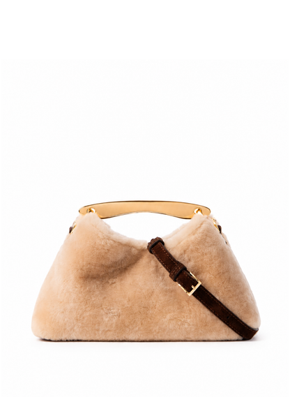 Mini Boomerang Shearling/Suede Cream/Brownie