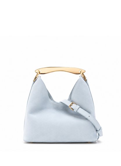 Small Boomerang Suede Light Blue - Gold